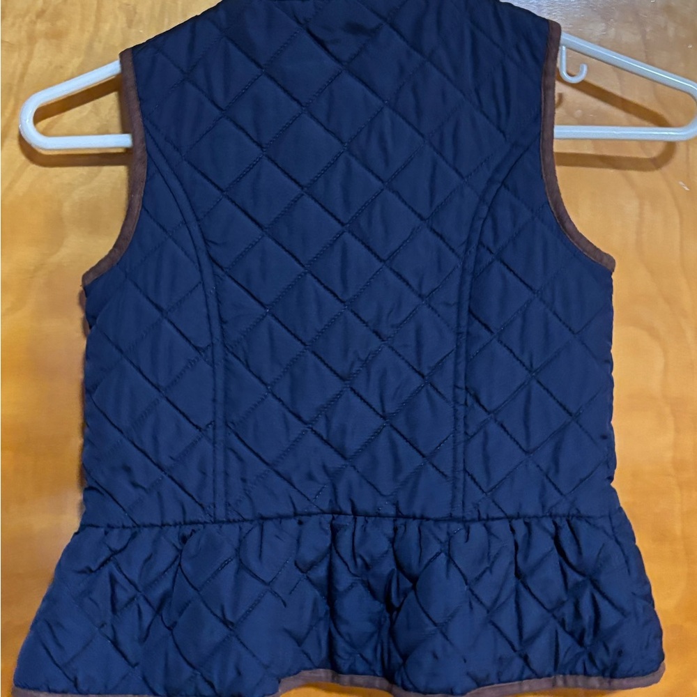 Janie and Jack Navy Quilted Vest with Brown Trim - Picture 3 of 3